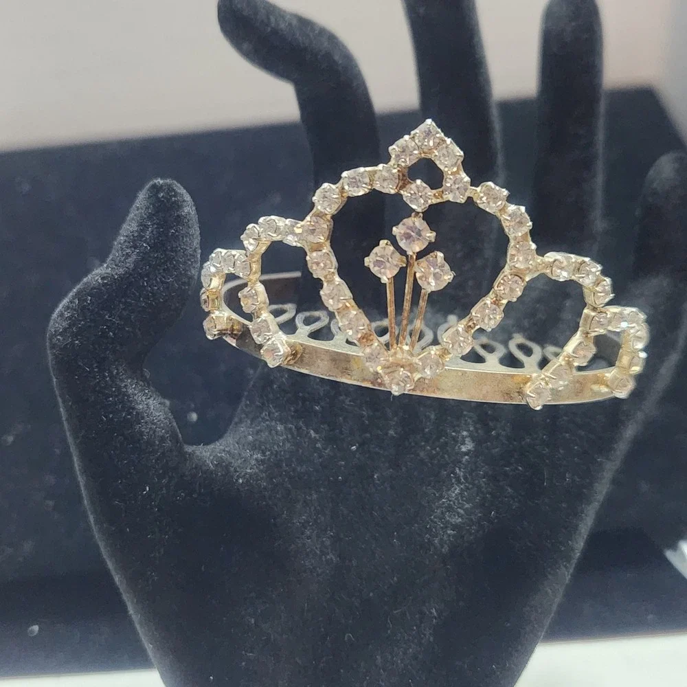 Vintage Rhinestone Tiara Hair Comb Silver Tone Crystal‎ Crown Wedding Pageant